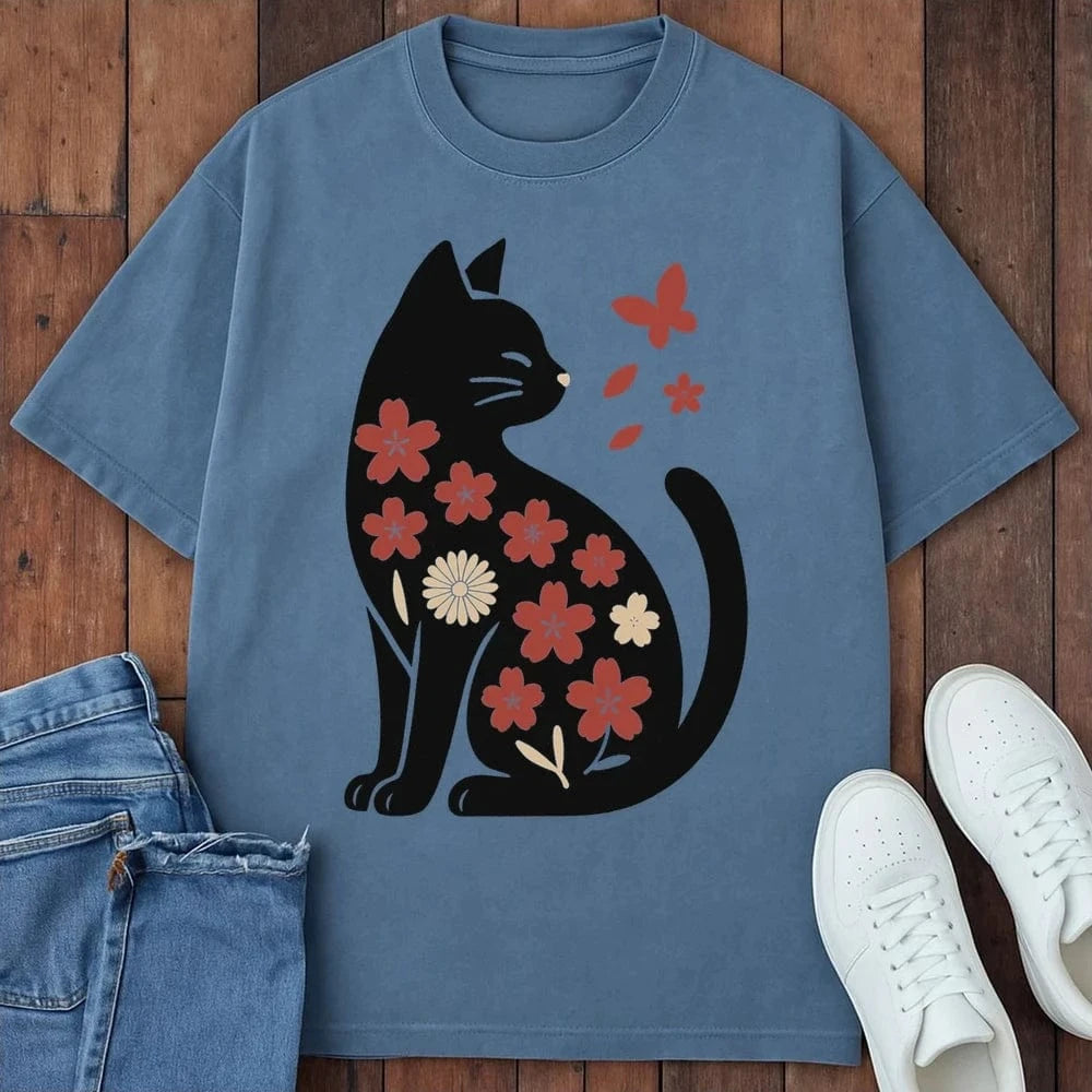 Bloom Cat T-Shirt Blue Jean / S 29132348122895117892 T-Shirt