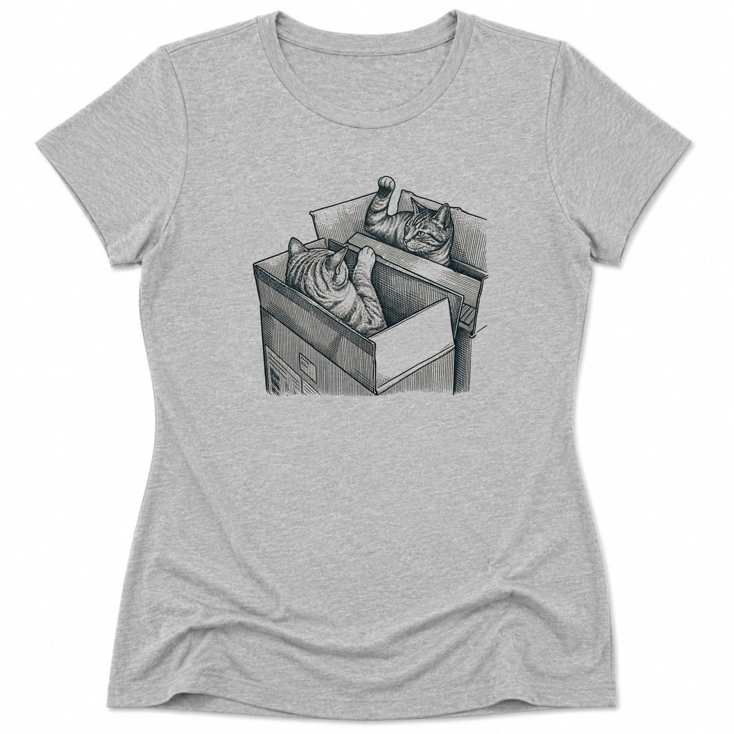 Cat Box Battle Womens Tee Athletic Heather / S 14926318309645782714 T-Shirt