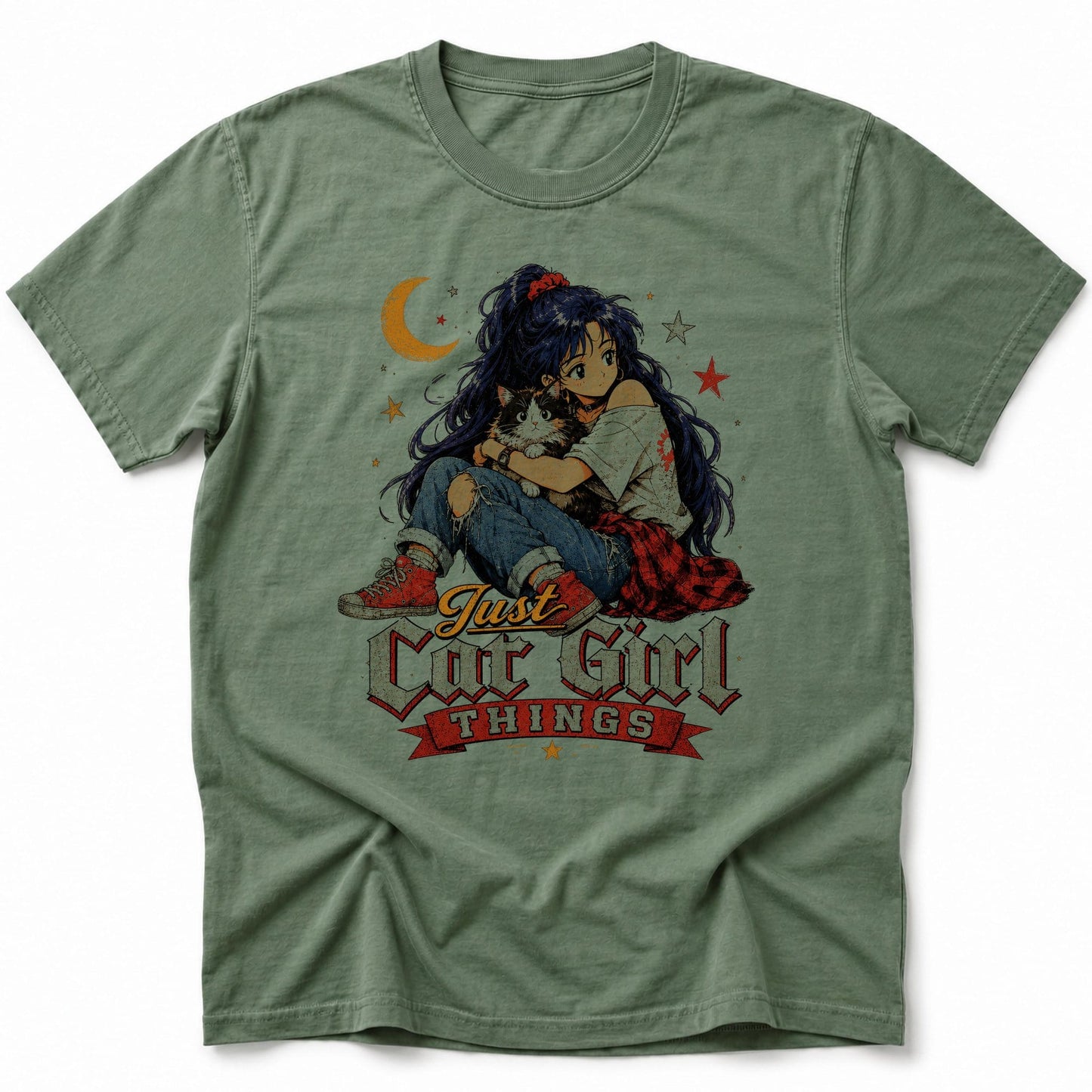 Cat Girl Things T-Shirt Moss / S 44673579149645897196 T-Shirt