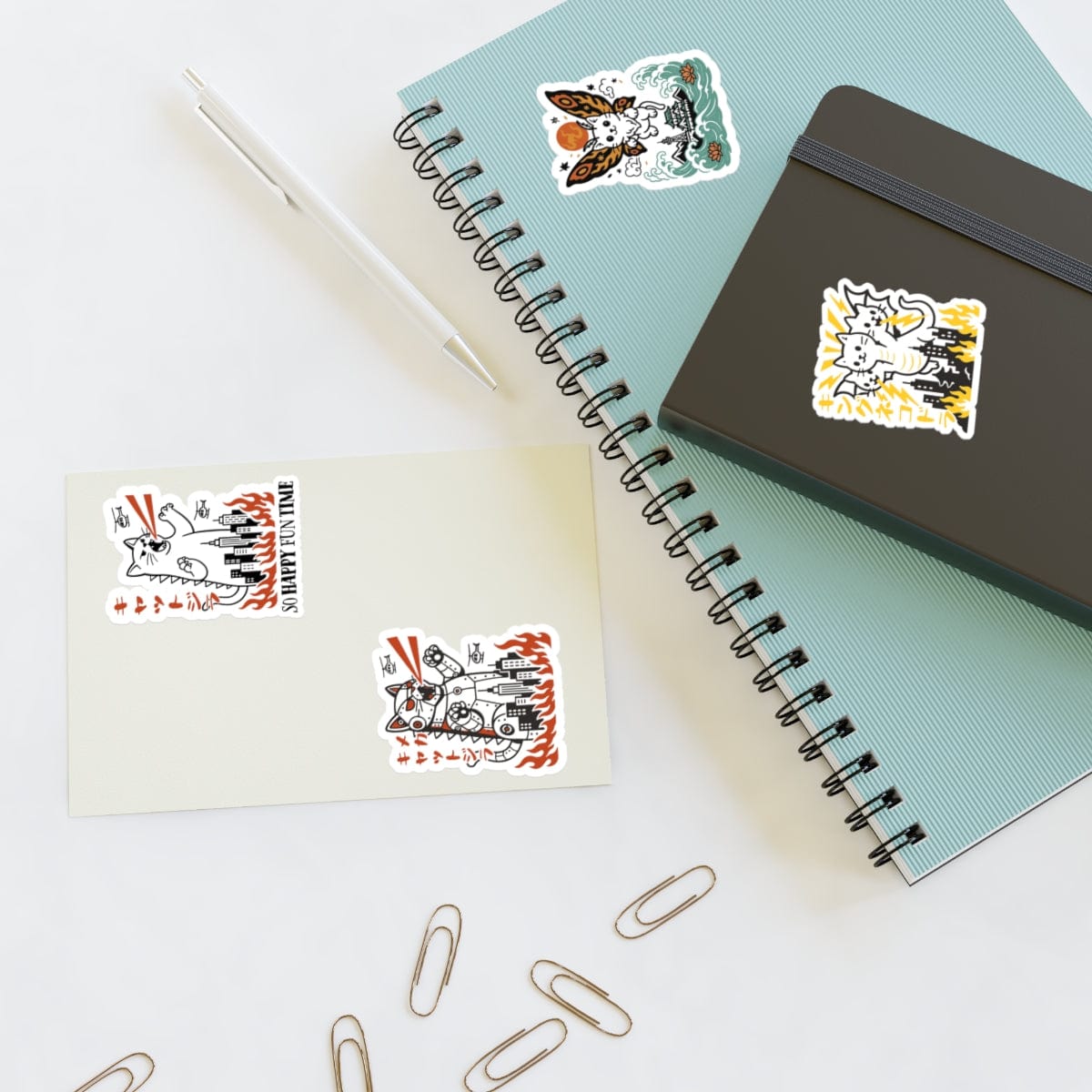 Catzilla & Friends β Exclusive Sticker Pack 6" Γ 4" / White / Die-Cut 41212235279373025449 Paper products