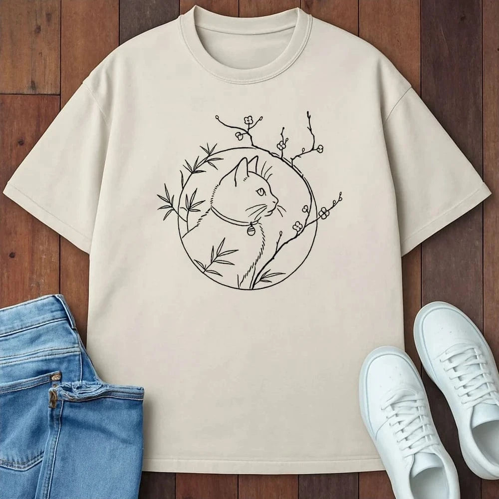 Cherry Blossom Cat T-Shirt β Softest Cat Tee on Earth Ivory / S 33752444939079630569 T-Shirt