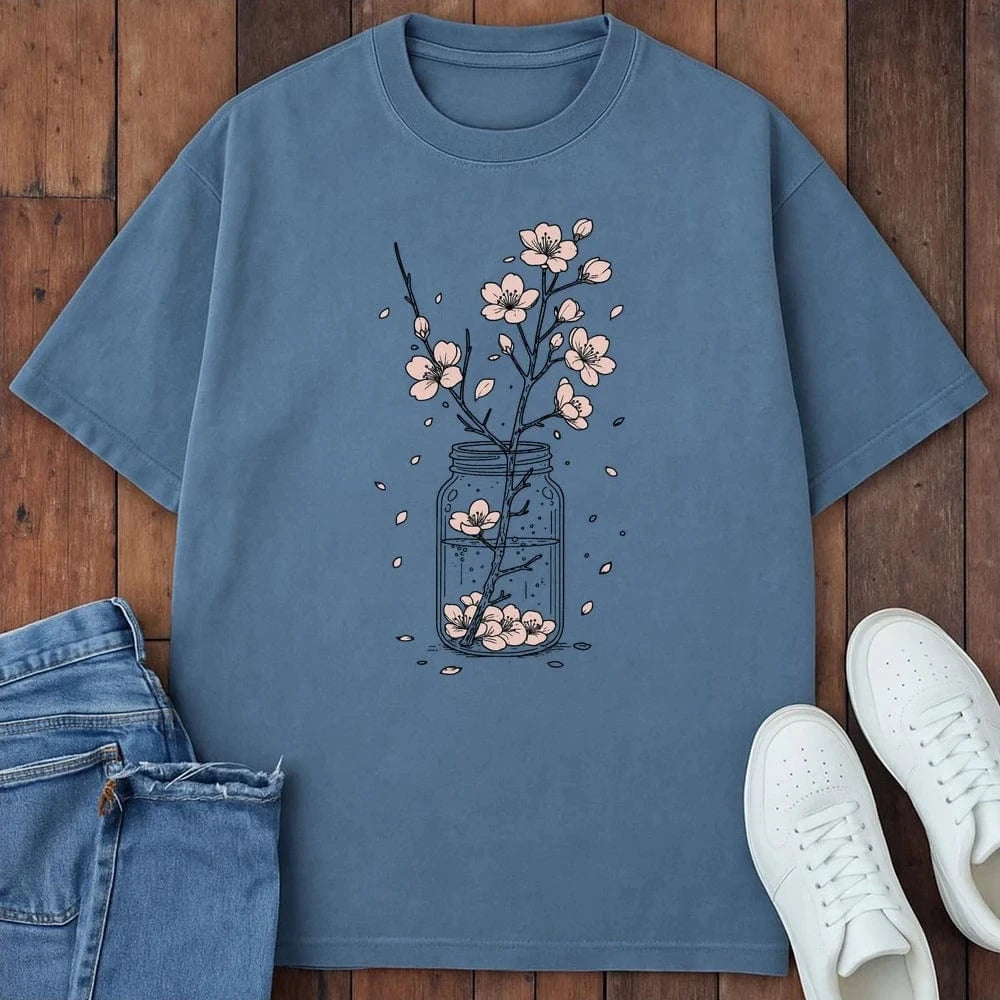 Cherry Blossom Jar T-Shirt Blue Jean / S 17928173732901169202 T-Shirt