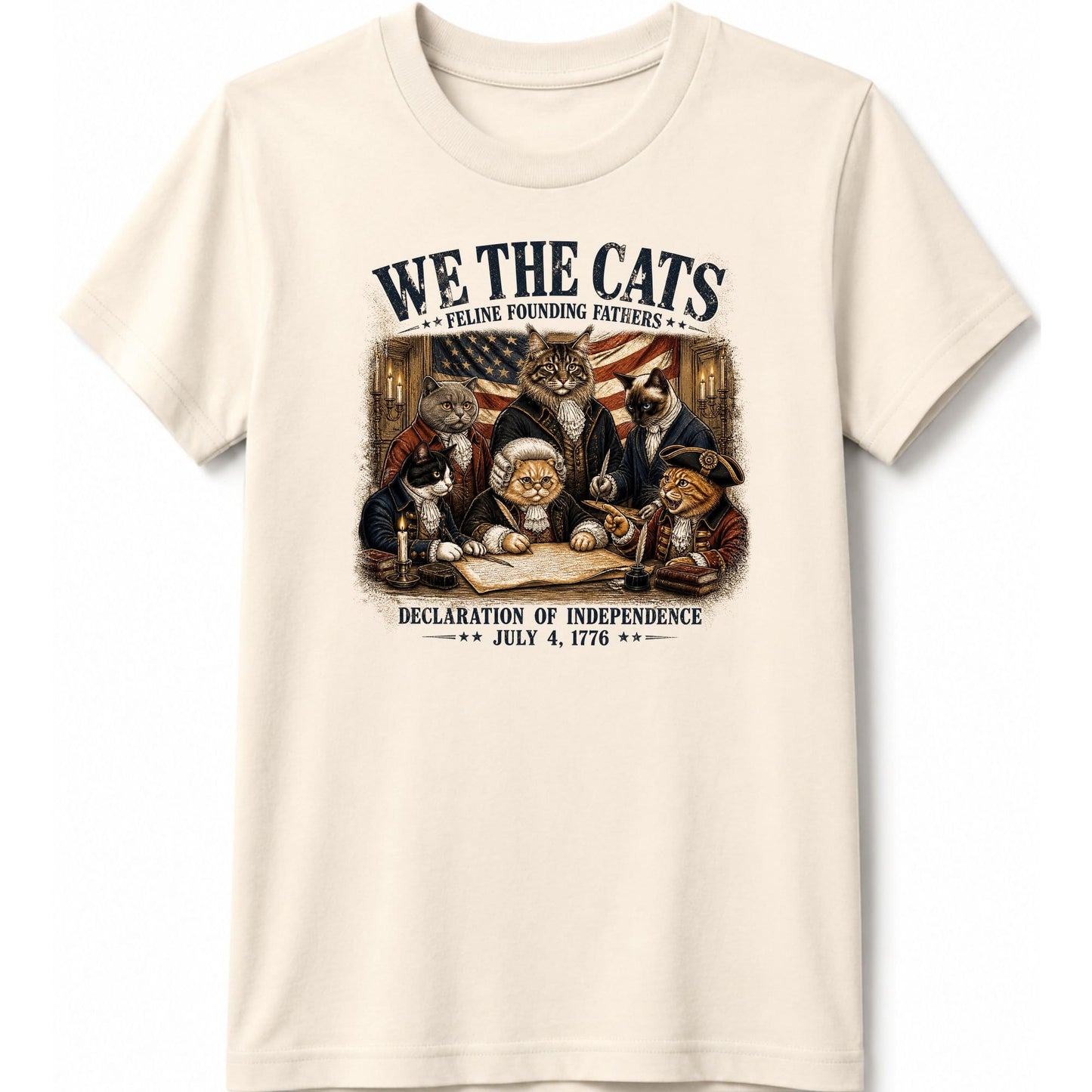 Feline Founding Fathers Kids Tee S / Natural 93582221753422466916 Kids clothes