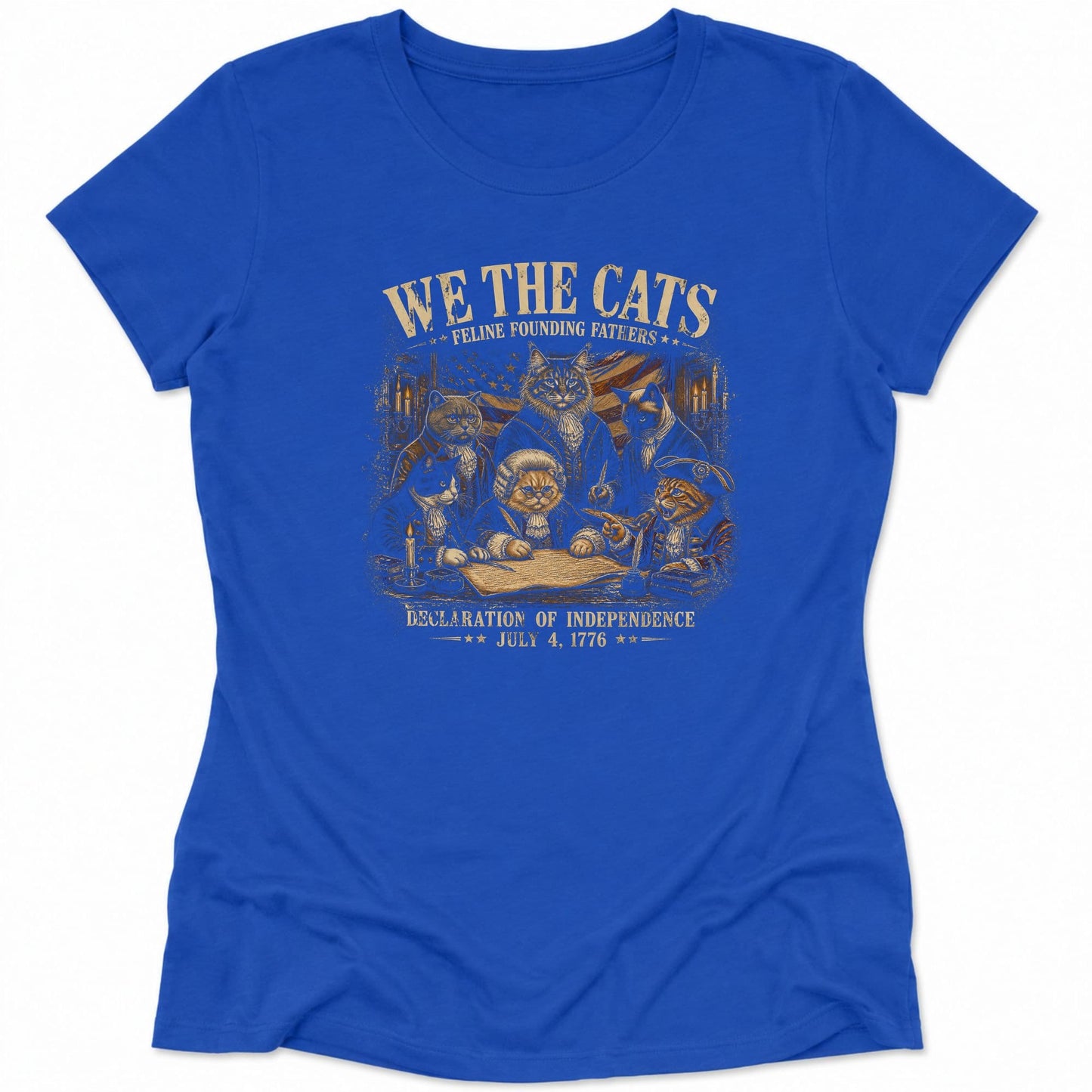 Feline Founding Fathers Womens Tee S / True Royal 10009317989289981621 T-Shirt