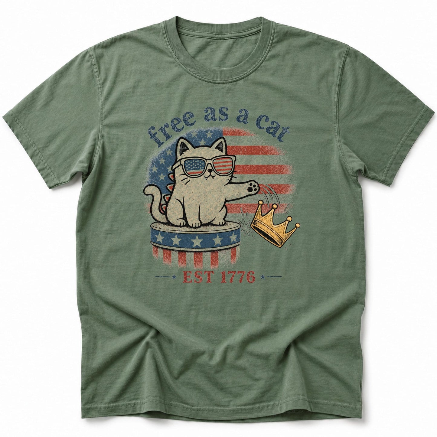 Free As A Cat 1776 T-Shirt Moss / S 81337588548357259038 T-Shirt