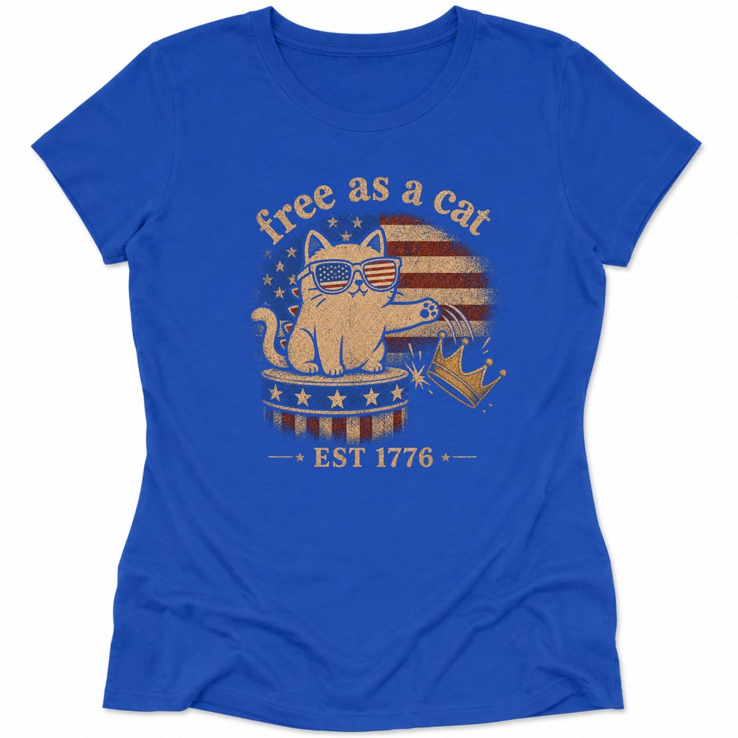 Free As A Cat 1776 Womens Tee S / True Royal 87810100373412589686 T-Shirt