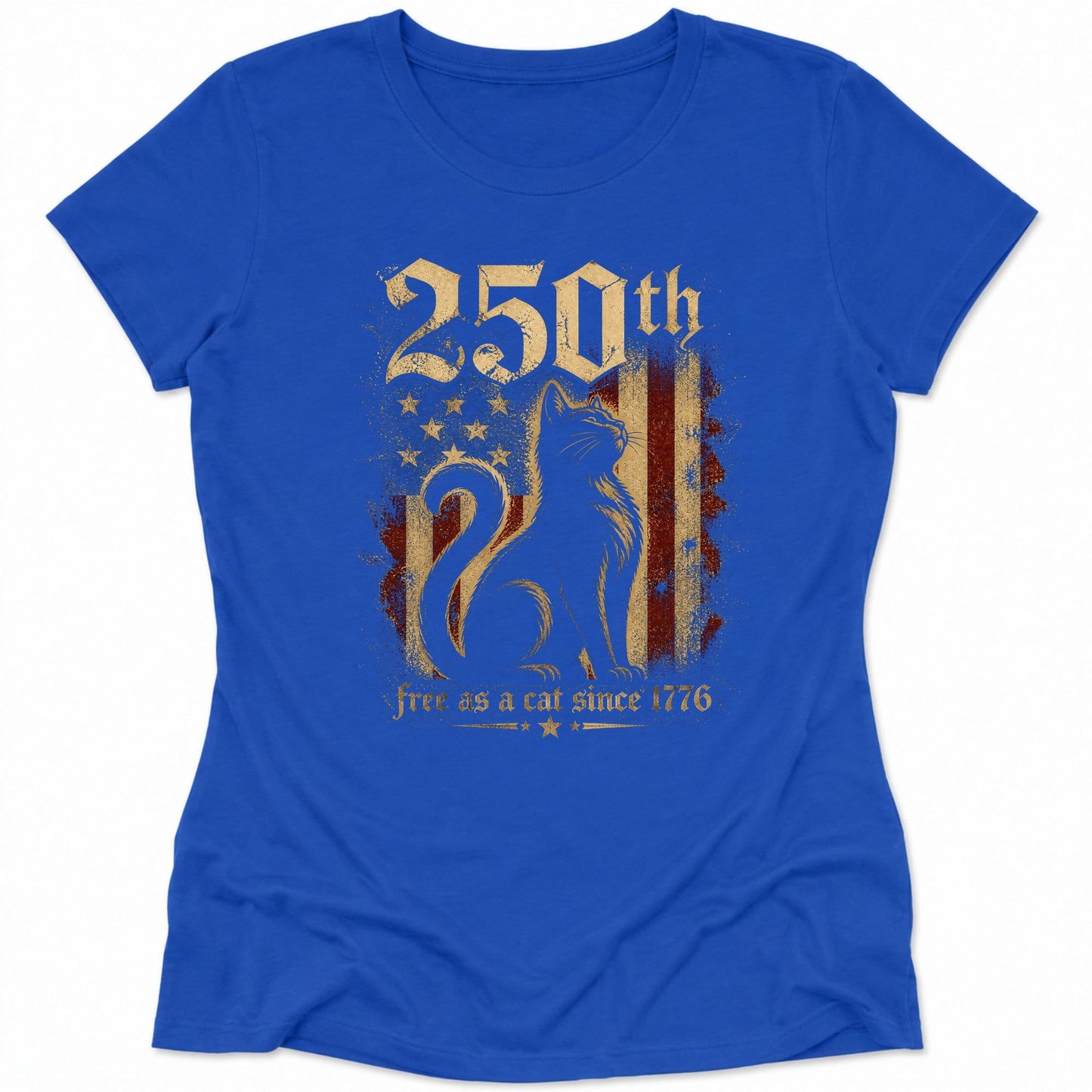 Free As A Cat Womens Tee S / True Royal 77546093662292172605 T-Shirt