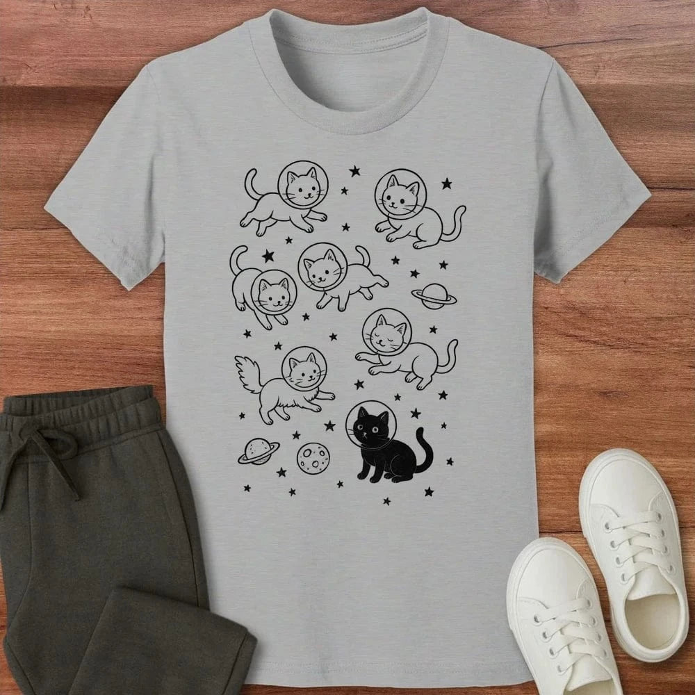 Galaxy Meow Kids T-Shirt Athletic Heather / S 87686094250653748693 Kids clothes