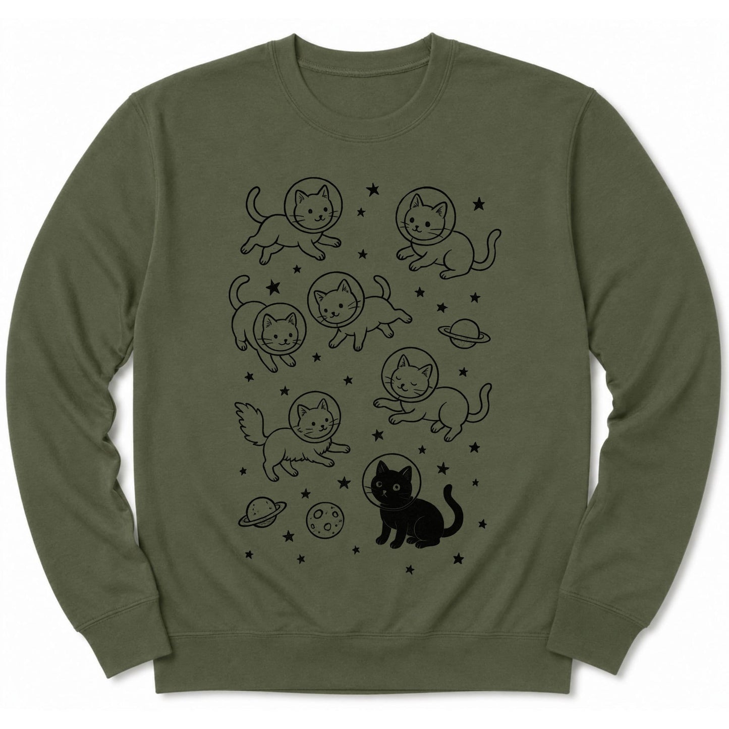 Galaxy Meow Sweatshirt Military Green / S 93590863719933171335 Sweatshirt