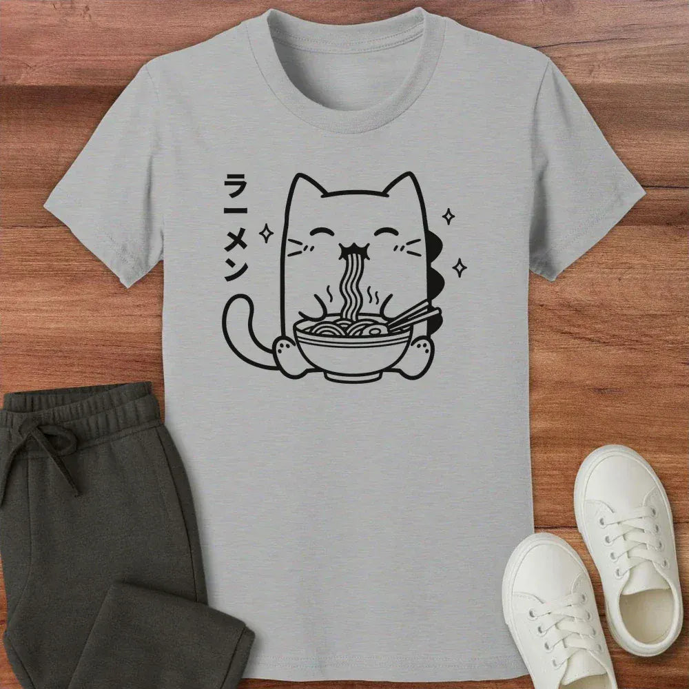 Happy Kyattojira Ramen Kids Tee Athletic Heather / S 16331148959773308884 Kids clothes