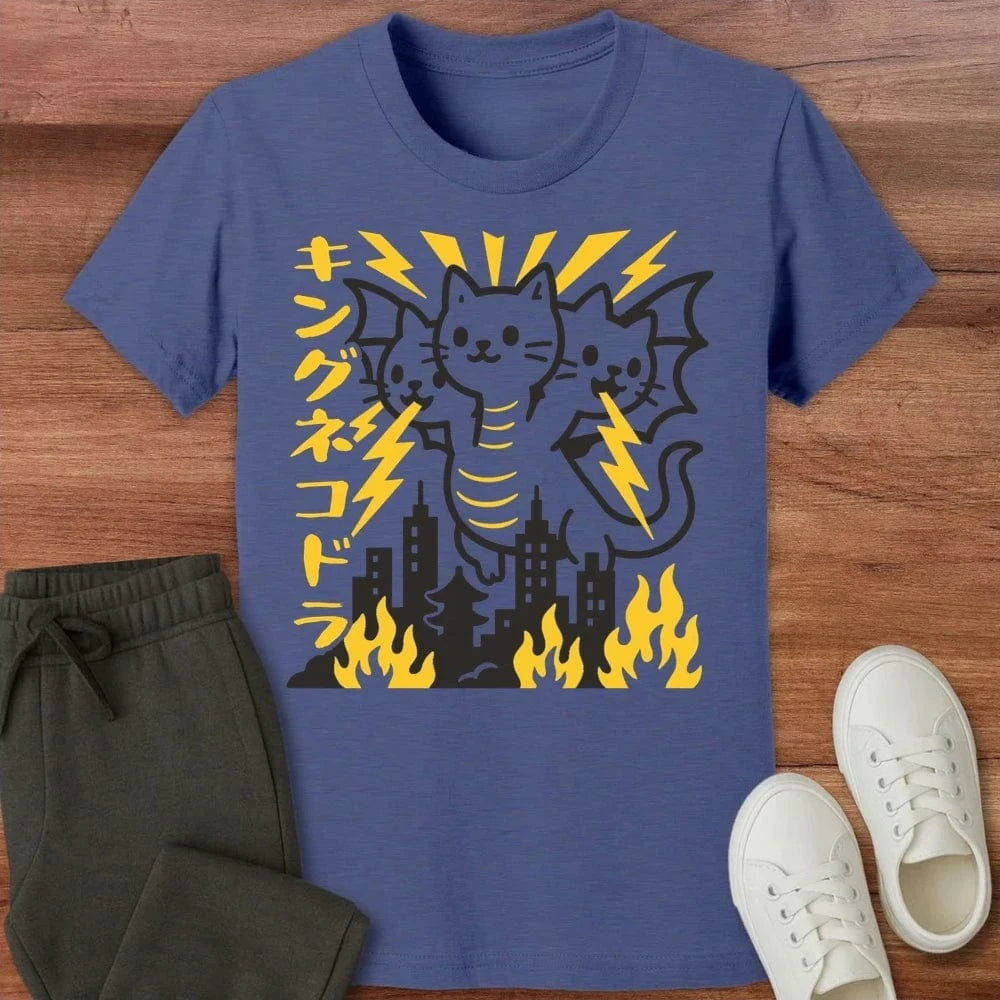 King Nekodorah Kids T-Shirt Heather Navy / S 20016298934330025269 Kids clothes