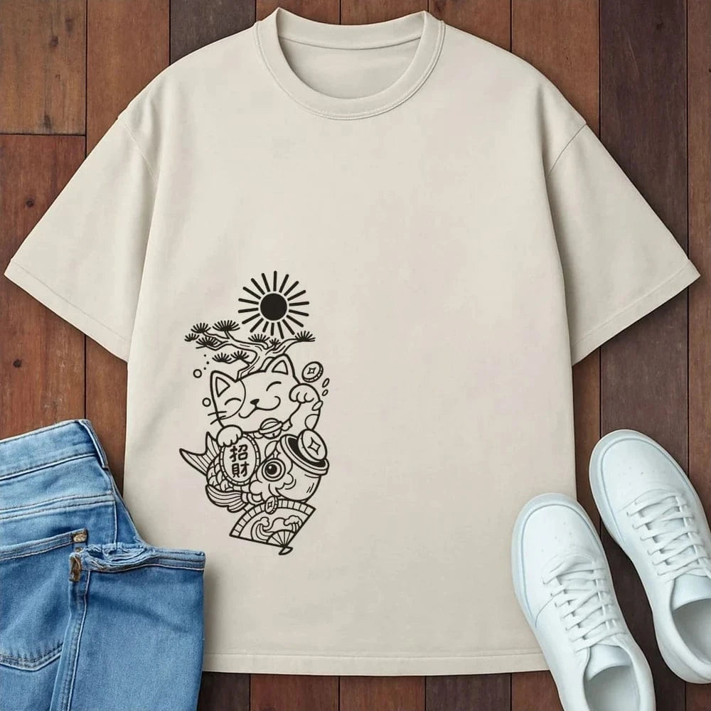 Koi And Fortune T-Shirt Ivory / S 47456144906704762217 T-Shirt