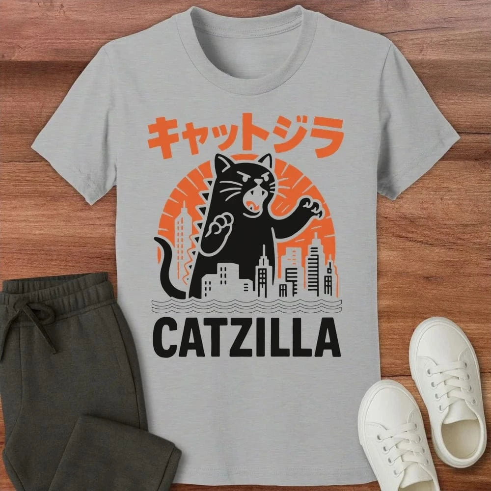 Kyattojira Strikes Kids T-Shirt Athletic Heather / S 30668876923689537060 Kids clothes