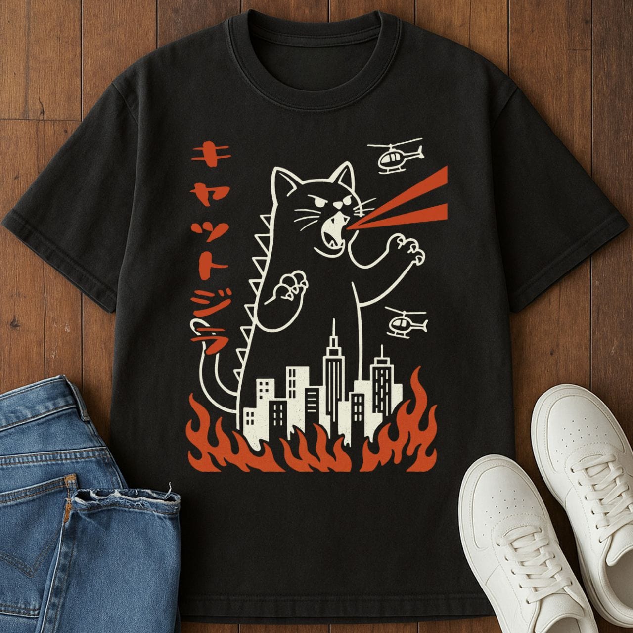 Kyattojira T-Shirt – Softest Cat Tee on Earth Black / S 96543797279812078977 T-Shirt