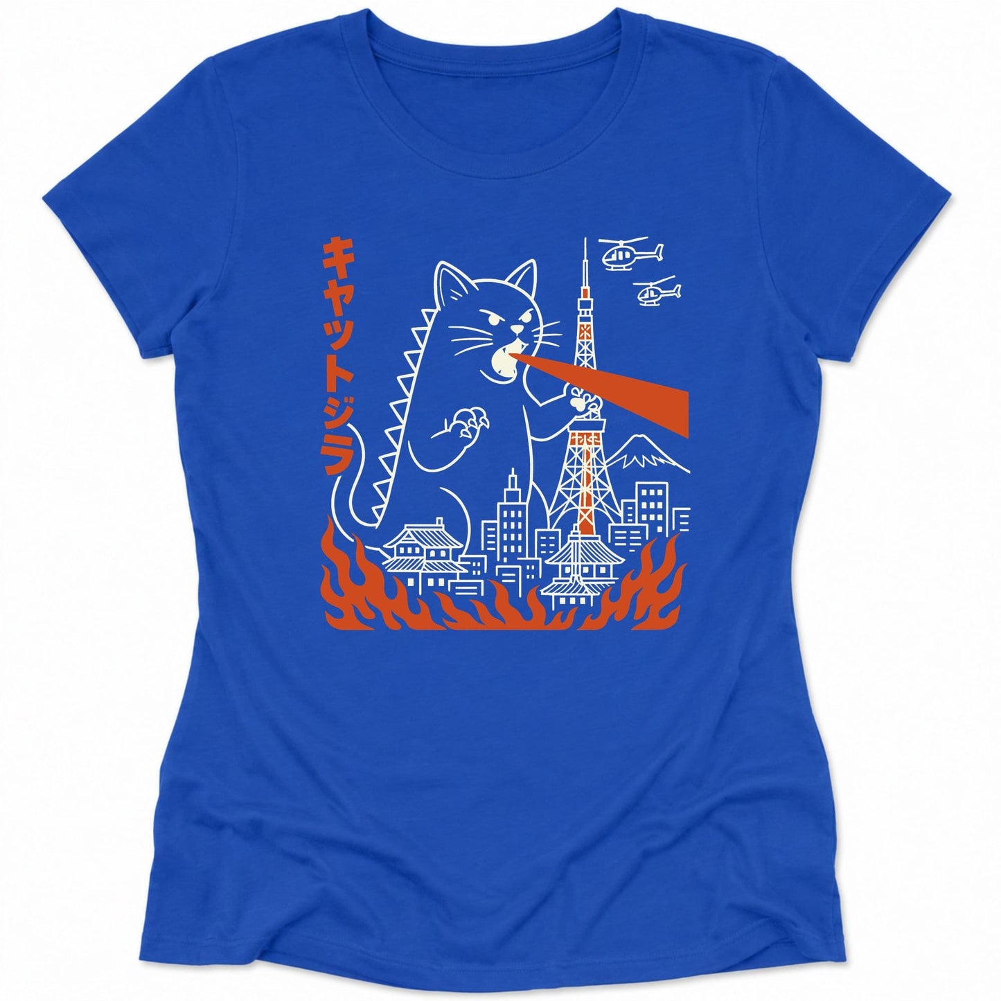 Kyattojira Visits Tokyo Womens Tee True Royal / S 20593753876599578300 T-Shirt