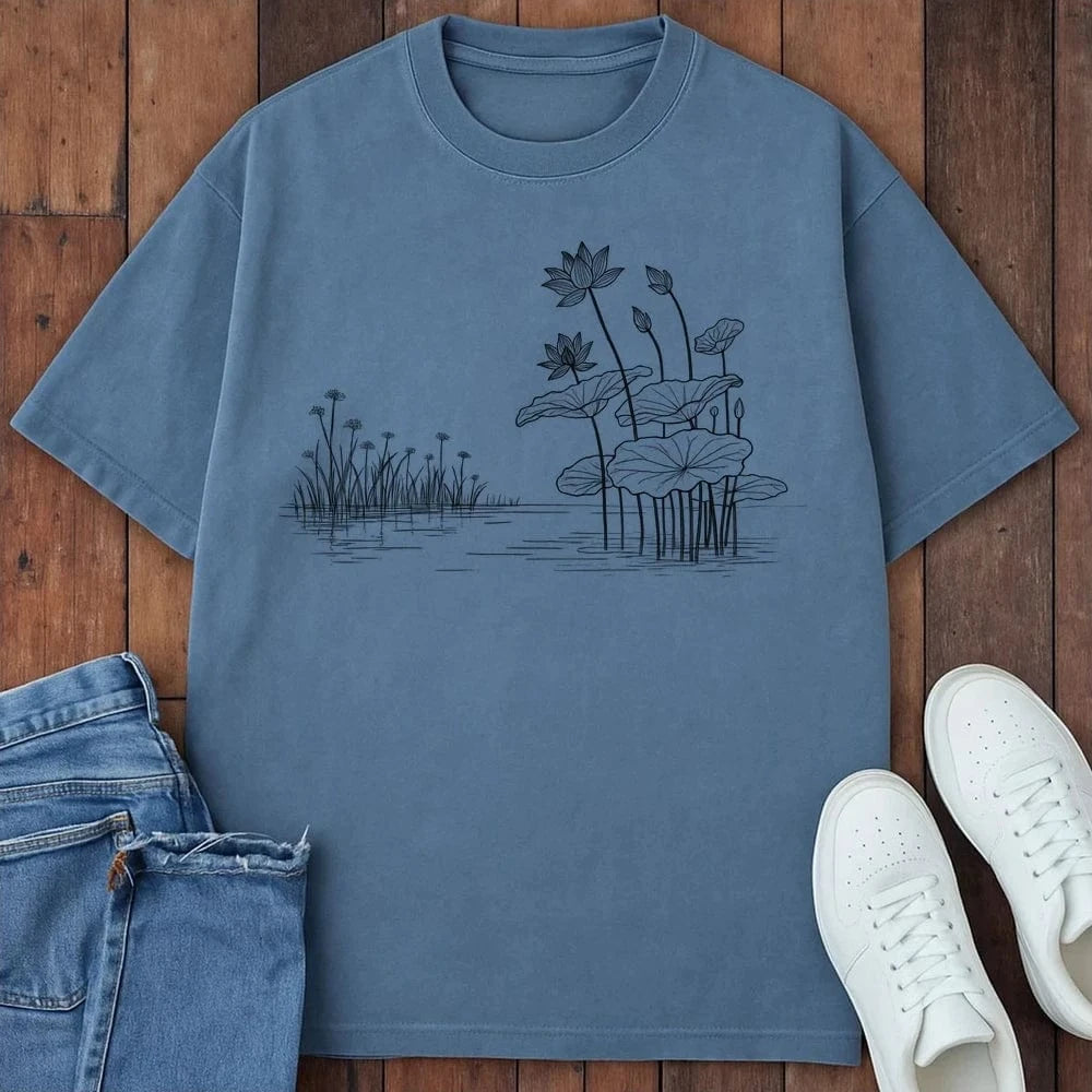 Lotus Stillness T-Shirt Blue Jean / S 26454769044092043849 T-Shirt