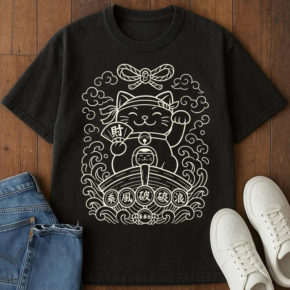 Lucky Cat Currents T-Shirt Black / S 24940506523836586974 T-Shirt