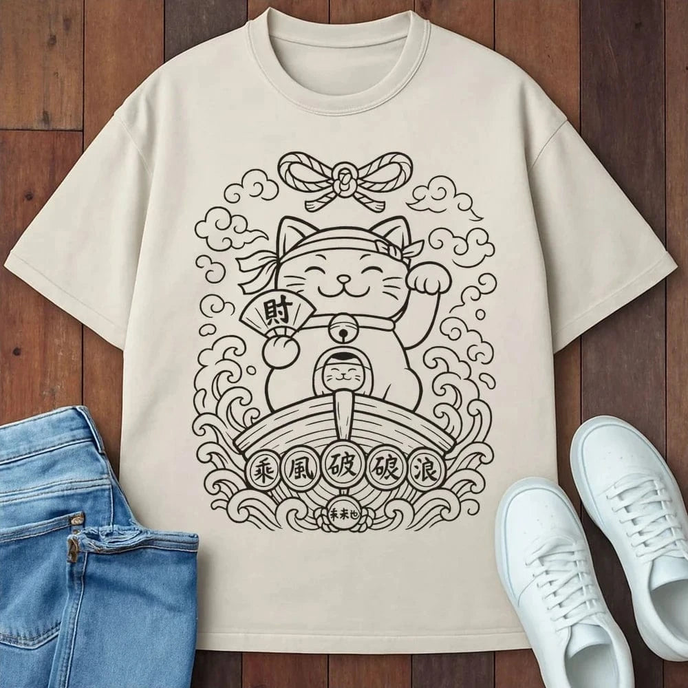 Lucky Cat Currents T-Shirt Ivory / S 19383513913791914609 T-Shirt