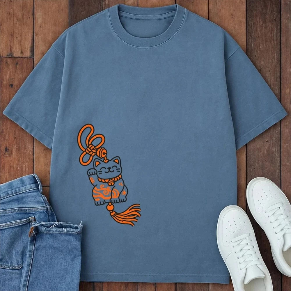 Lucky Neko Charm T-Shirt Blue Jean / S 11466222477840051164 T-Shirt