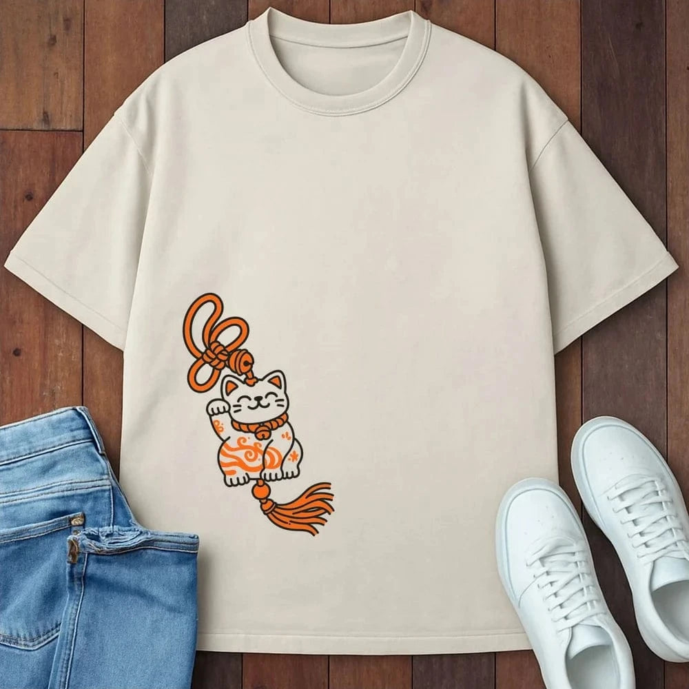 Lucky Neko Charm T-Shirt Ivory / S 14835858229593498307 T-Shirt