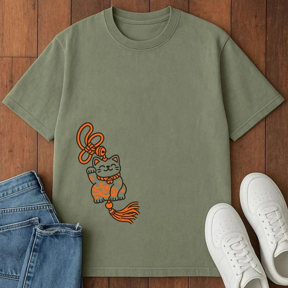 Lucky Neko Charm T-Shirt Moss / S 26971817316719536749 T-Shirt