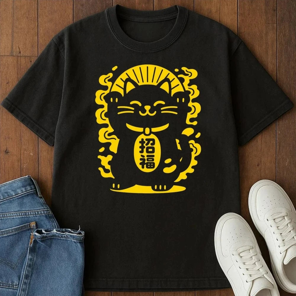 Maneki Neko Glow T-Shirt – Softest Cat Tee on Earth Black / S 21347301468028943603 T-Shirt