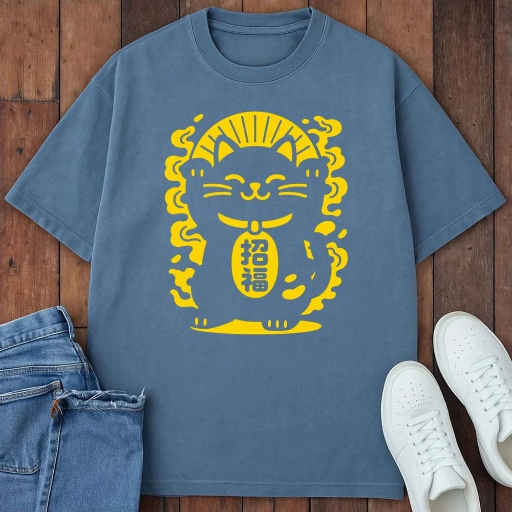 Maneki Neko Glow T-Shirt – Softest Cat Tee on Earth Blue Jean / S 30267611749526476445 T-Shirt