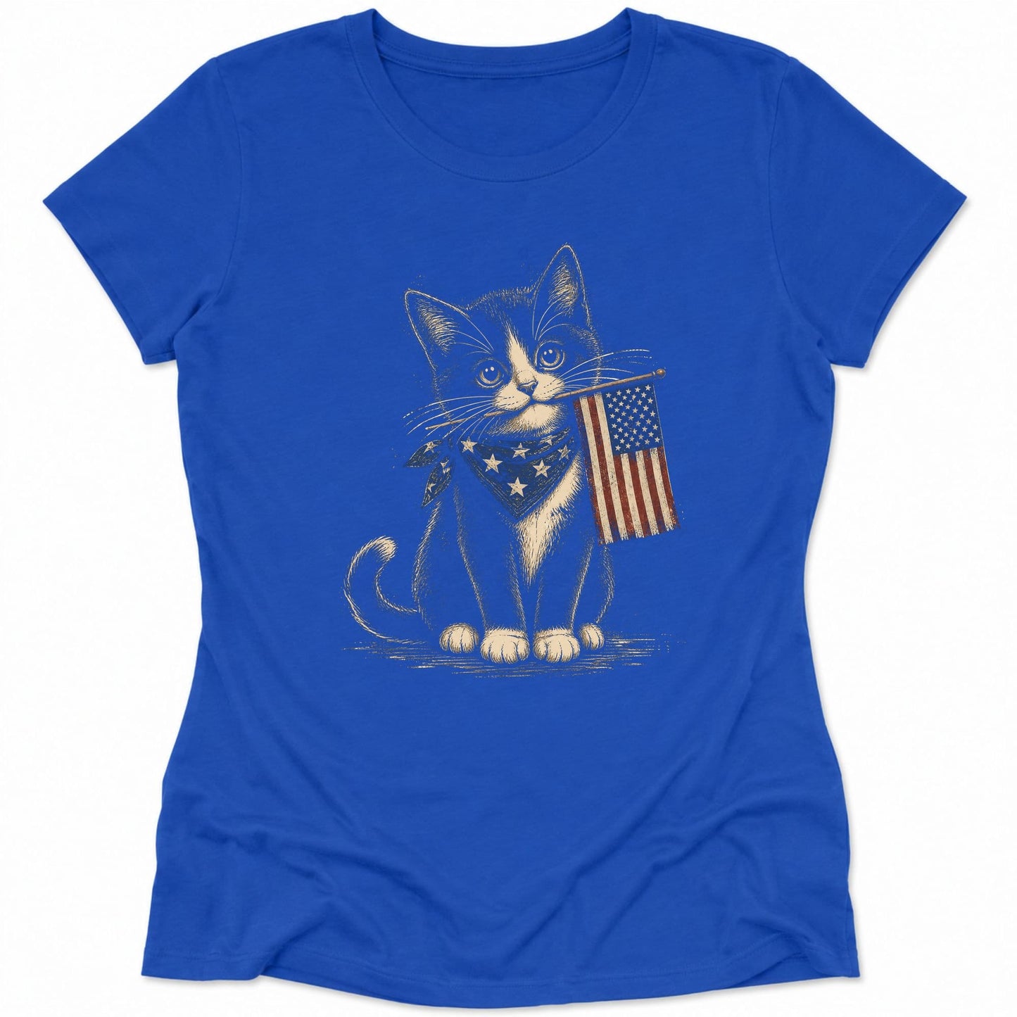 Proudly Purrtriotic Womens Tee S / True Royal 24545927286265612476 T-Shirt