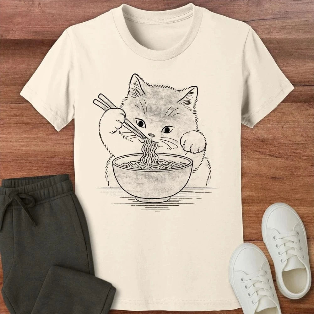 Ramen Meow Kids T-Shirt Natural / S 25227714536659502676 Kids clothes