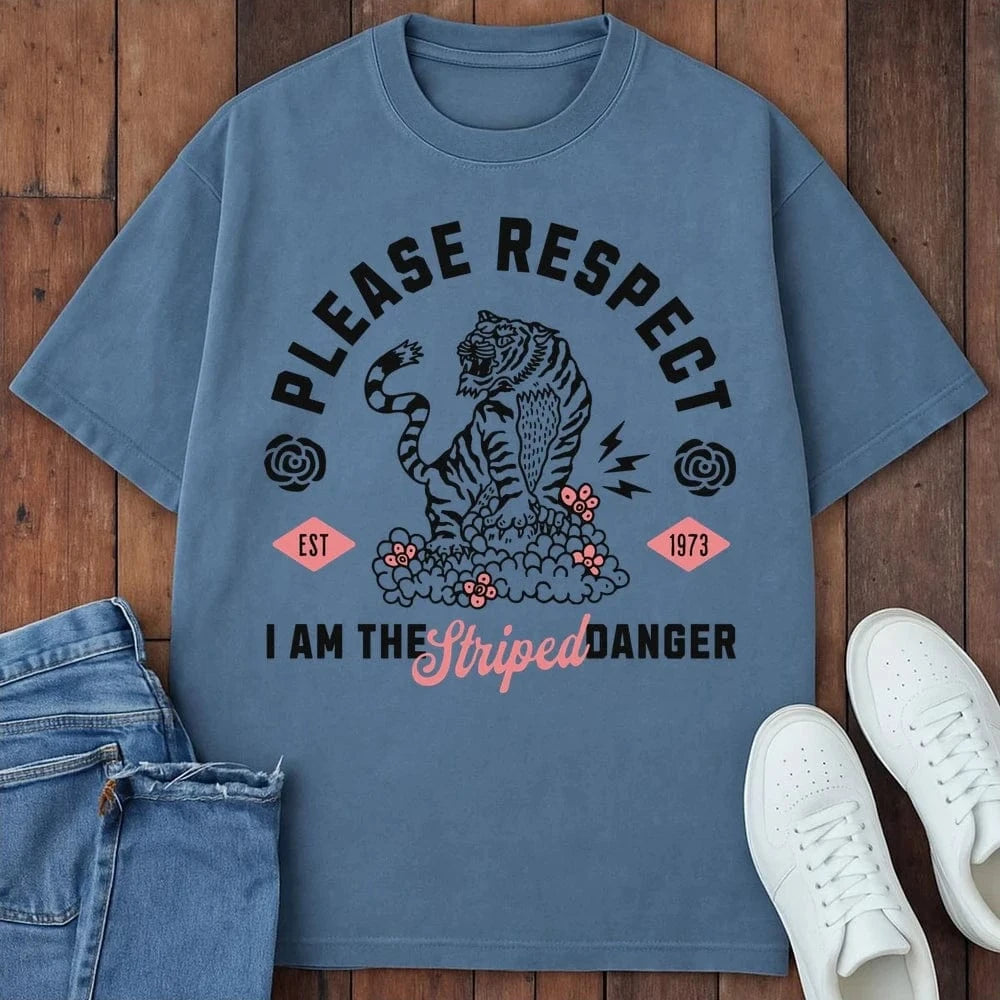 Respect Striped Danger T-Shirt Blue Jean / S 13685598487444376691 T-Shirt