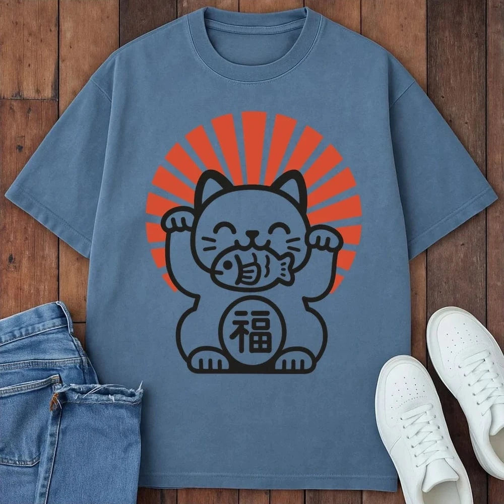 Rising Maneki T-Shirt Blue Jean / S 13101512633135563386 T-Shirt