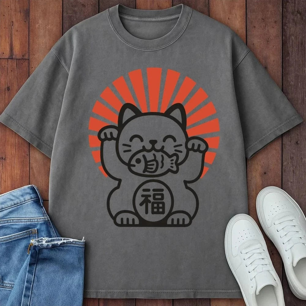 Rising Maneki T-Shirt Grey / S 10212315034282909149 T-Shirt