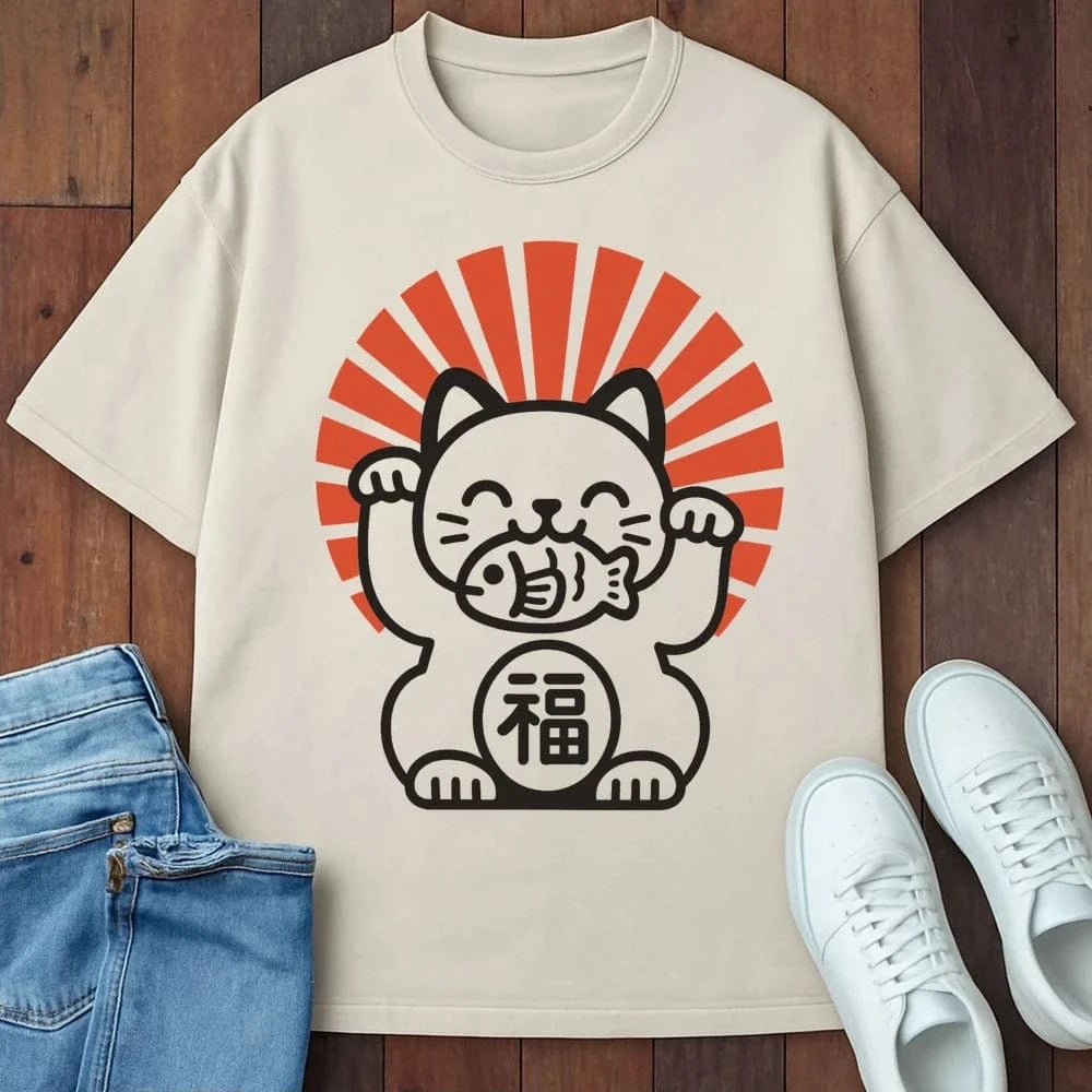 Rising Maneki T-Shirt Ivory / S 11226439648608197554 T-Shirt