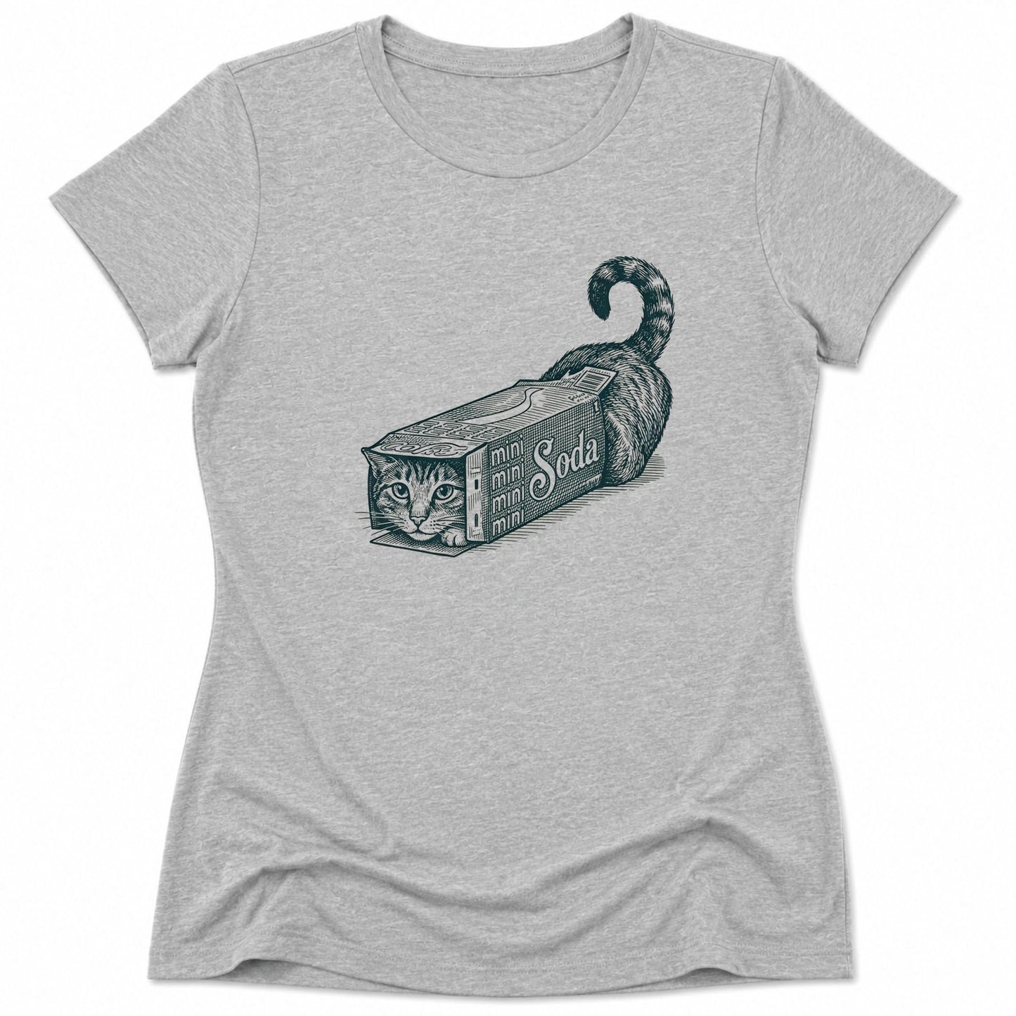 Soda Box Cat Womens Tee Athletic Heather / S 18964864513430513680 T-Shirt