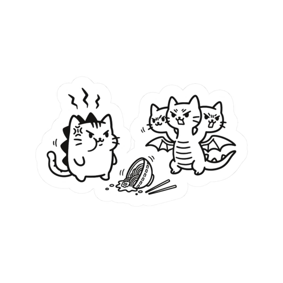 🍜 Spilled Ramen Showdown — Mini Sticker (2"x2") – So Happy Fun Time
