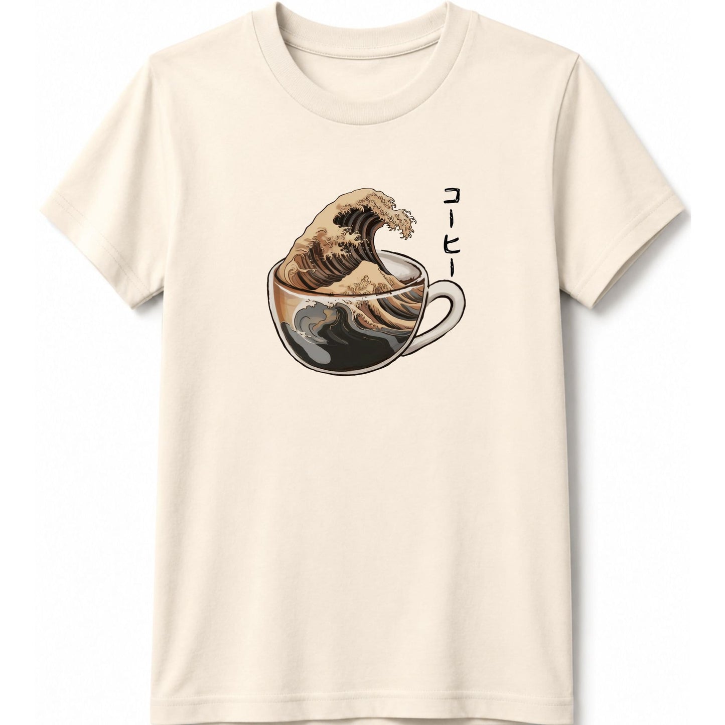 The Great Wave Of Coffee Kids Tee S / Natural 17164816108918917673 Kids clothes