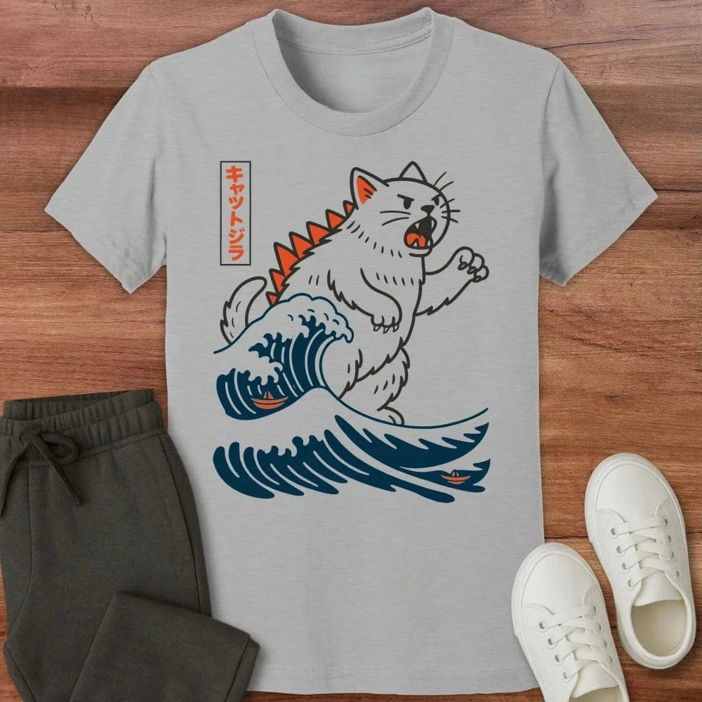 Wave Of Kyattojira Kids T-Shirt Athletic Heather / S 24147763191802720843 Kids clothes