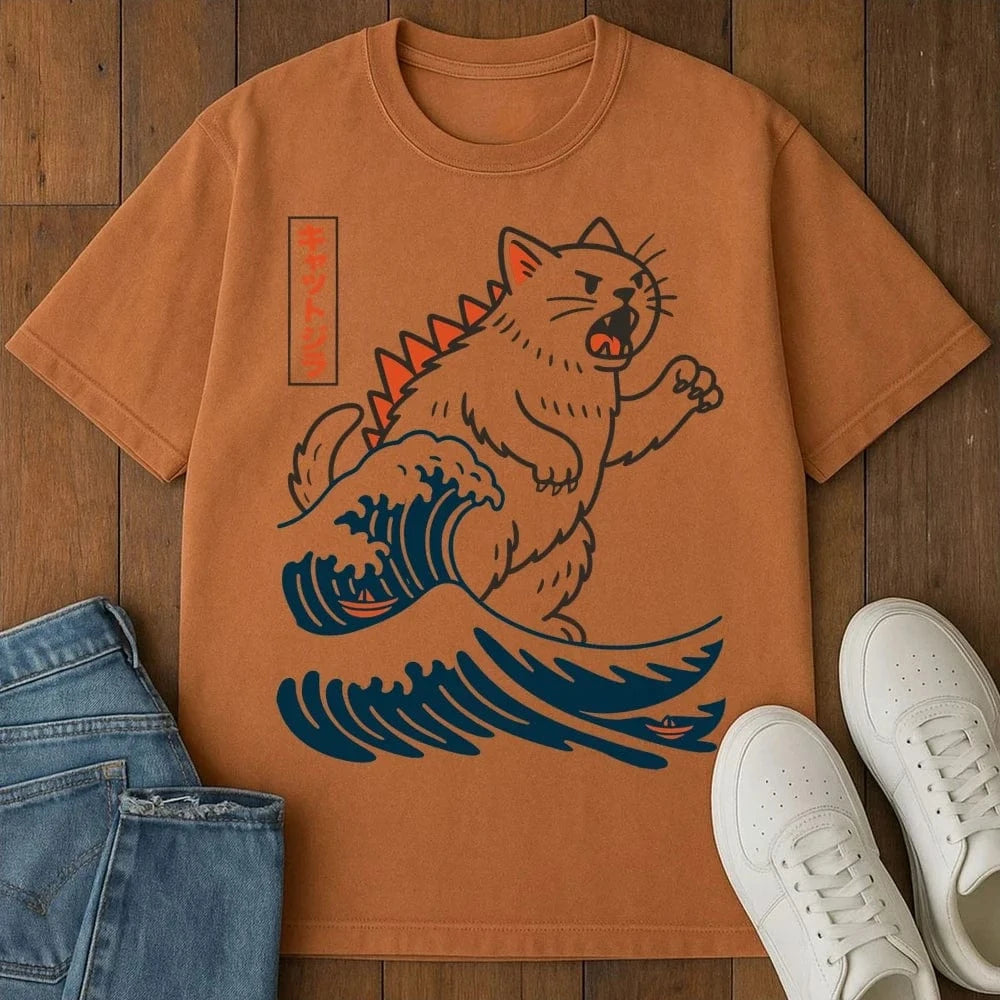 Wave Of Kyattojira T-Shirt – Softest Cat Tee on Earth Yam / S 18812247435854356651 T-Shirt
