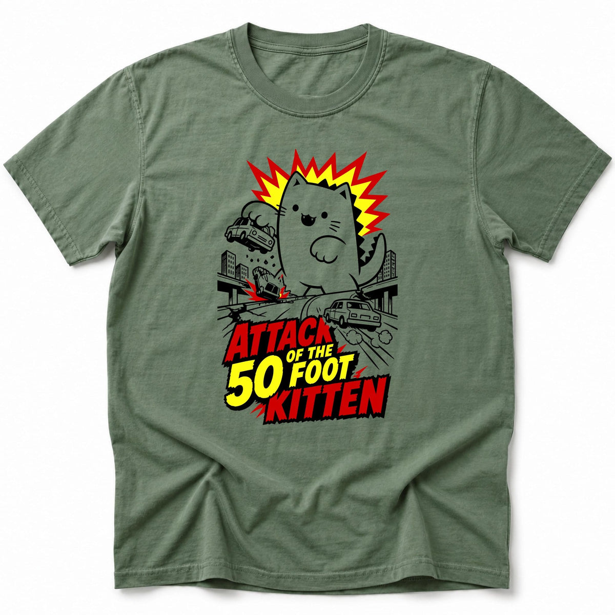 50FT Kitten T-Shirt Moss / S 94277654876330857085 T-Shirt