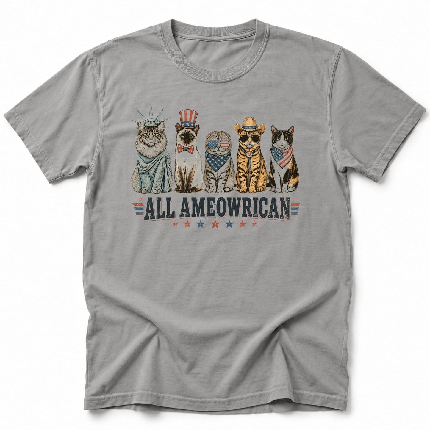 All Ameowrican T-Shirt Grey / S 59359306044935651578 T-Shirt