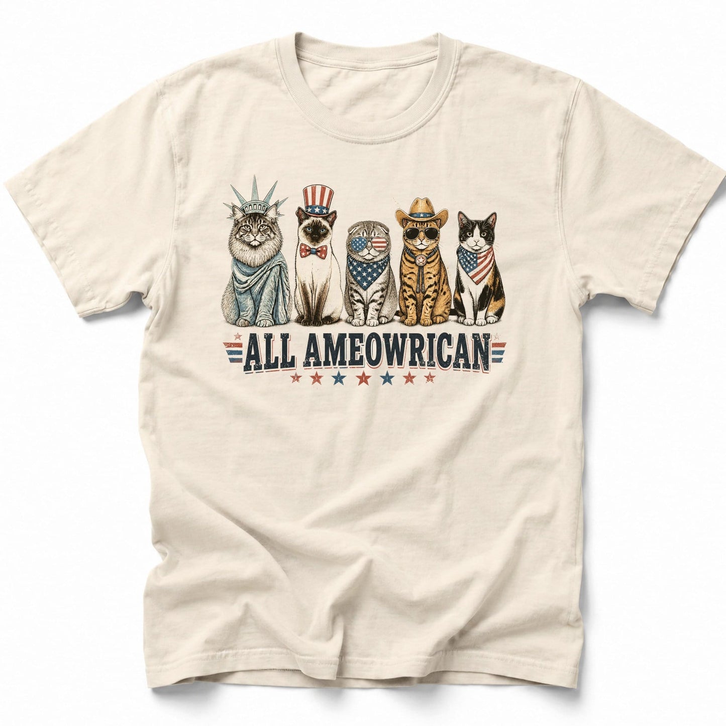 All Ameowrican T-Shirt Ivory / S 12231045395096277790 T-Shirt