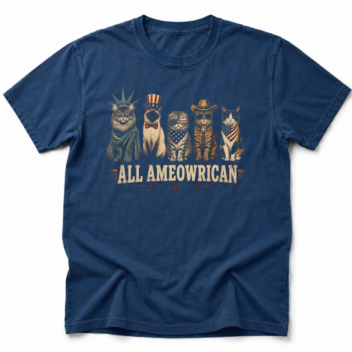 All Ameowrican T-Shirt Navy / S 18056428144360841978 T-Shirt