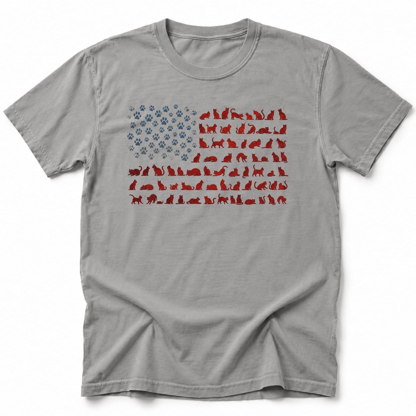 Ameowican Flag T-Shirt Grey / S 16660379720797995382 T-Shirt