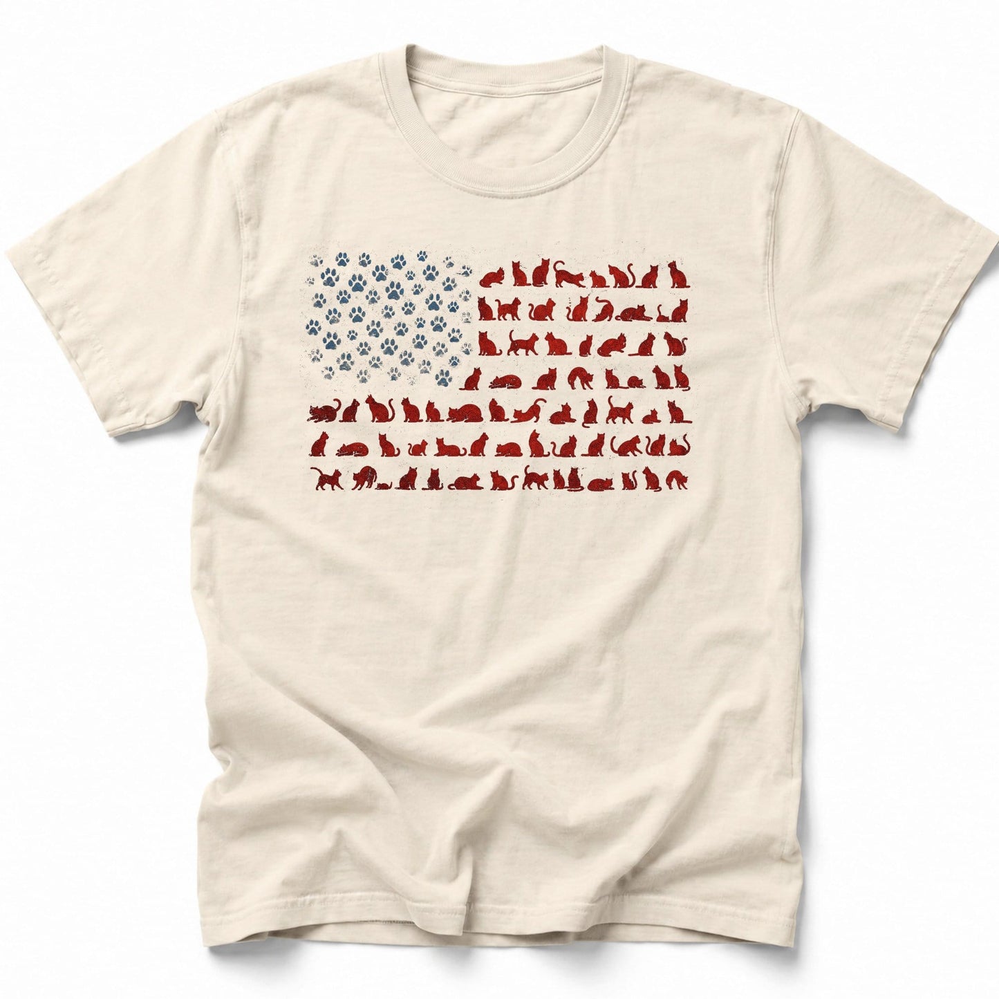 Ameowican Flag T-Shirt Ivory / S 17544996093224871542 T-Shirt