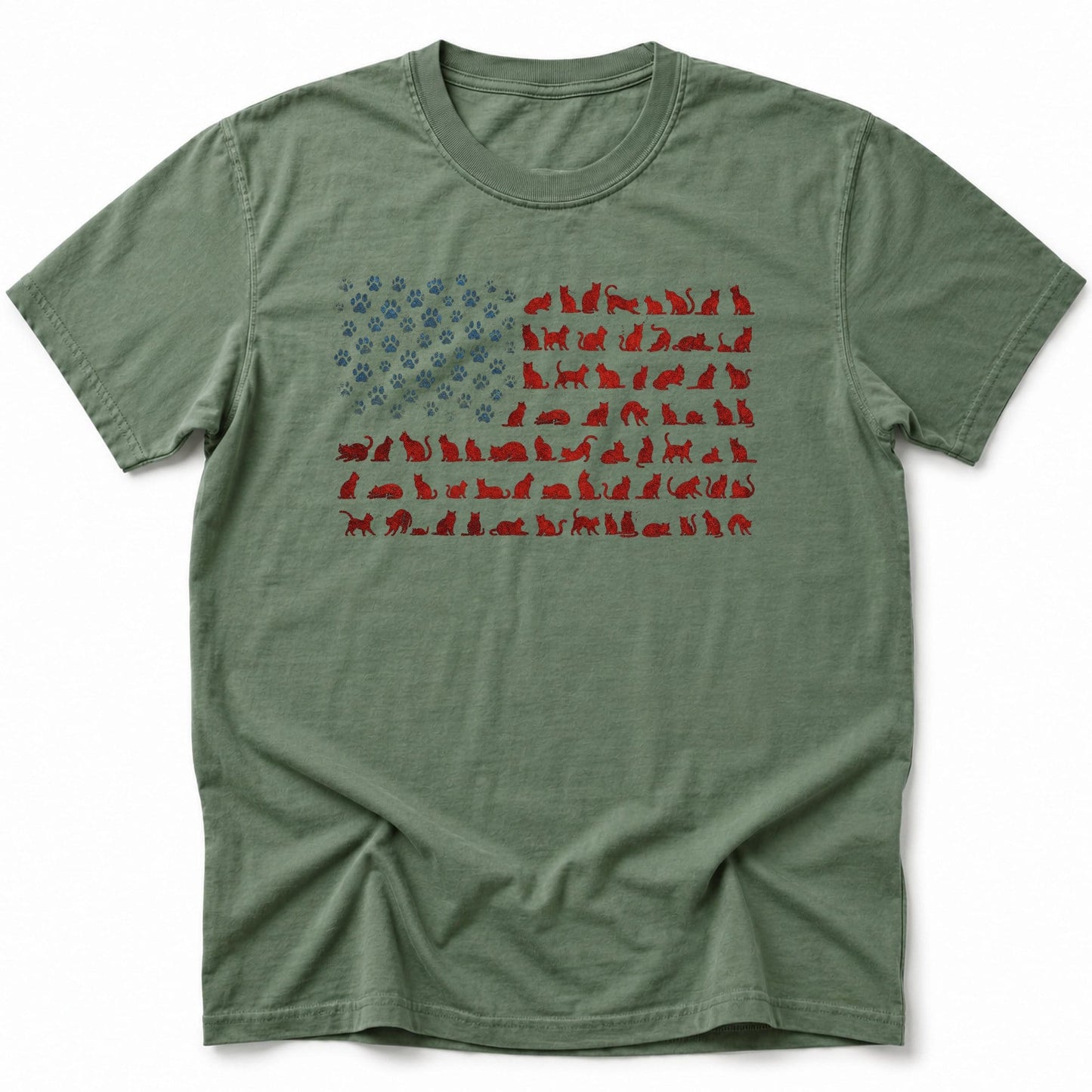 Ameowican Flag T-Shirt Moss / S 31881318943763365630 T-Shirt