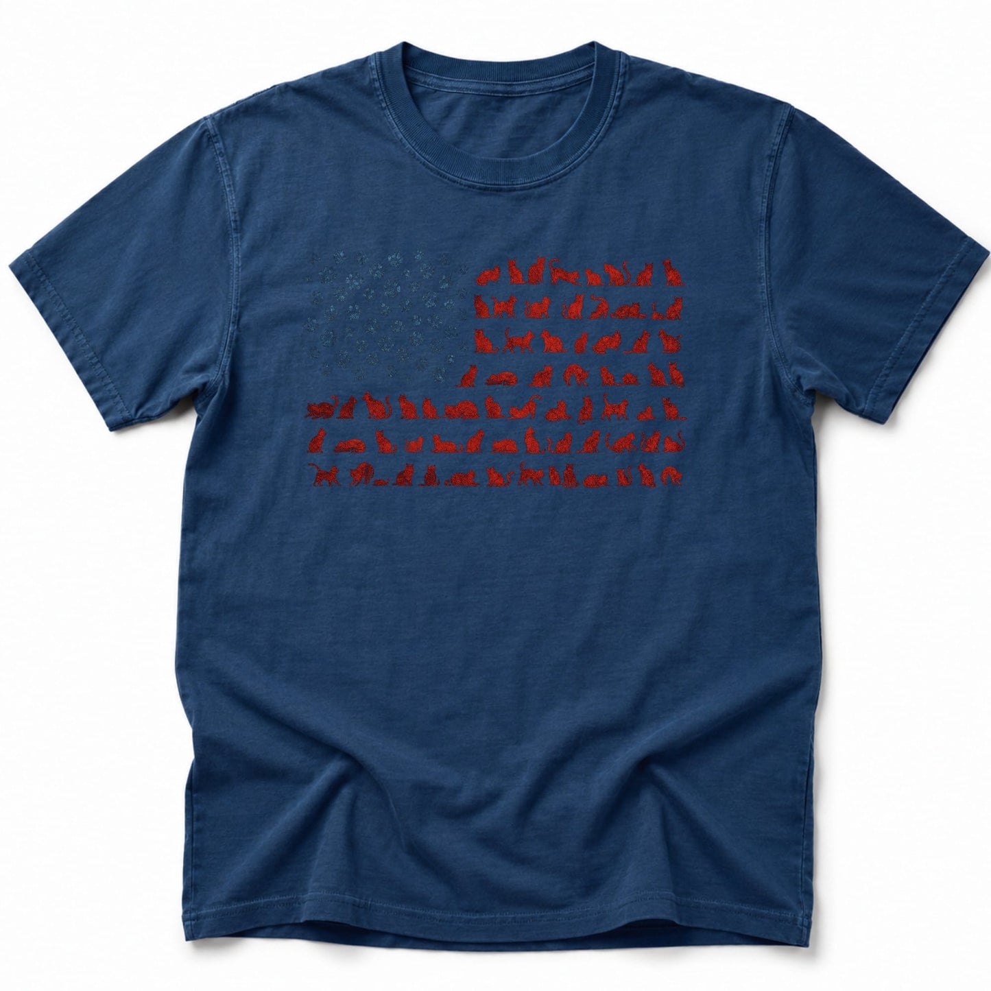 Ameowican Flag T-Shirt Navy / S 35230229641731508716 T-Shirt