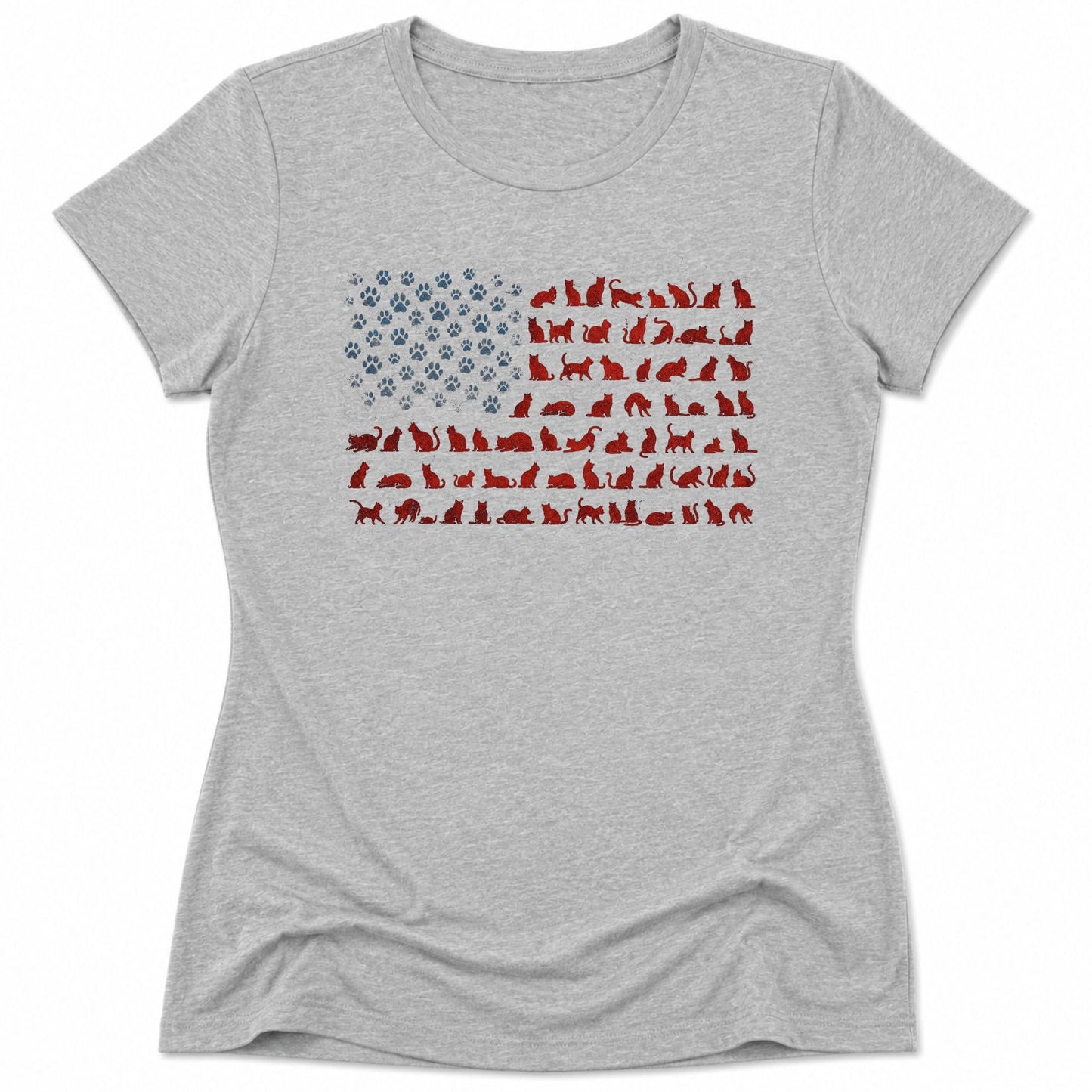 Ameowican Flag Womens Tee S / Athletic Heather 17262255212367236252 T-Shirt