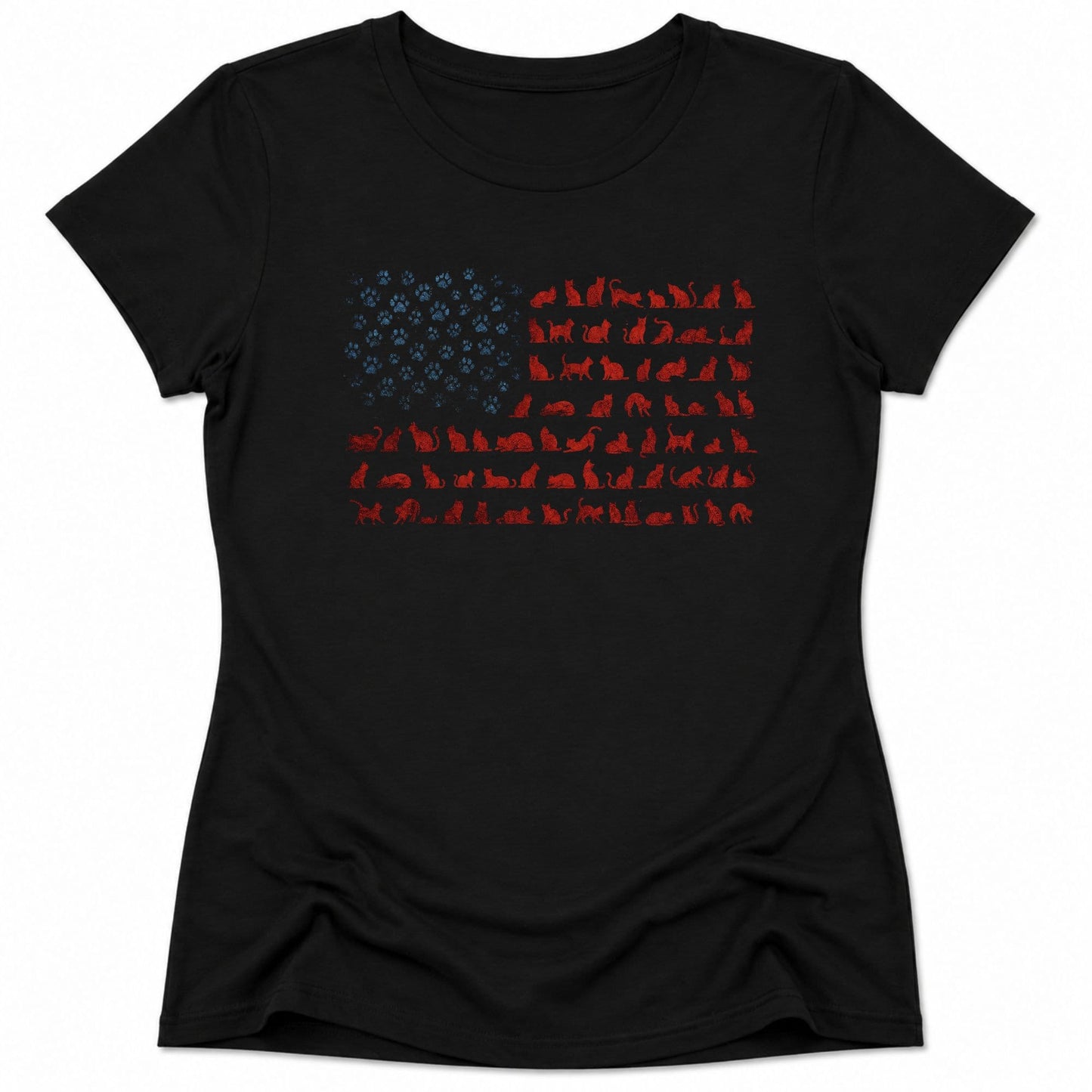 Ameowican Flag Womens Tee S / Black 26626140778783912067 T-Shirt