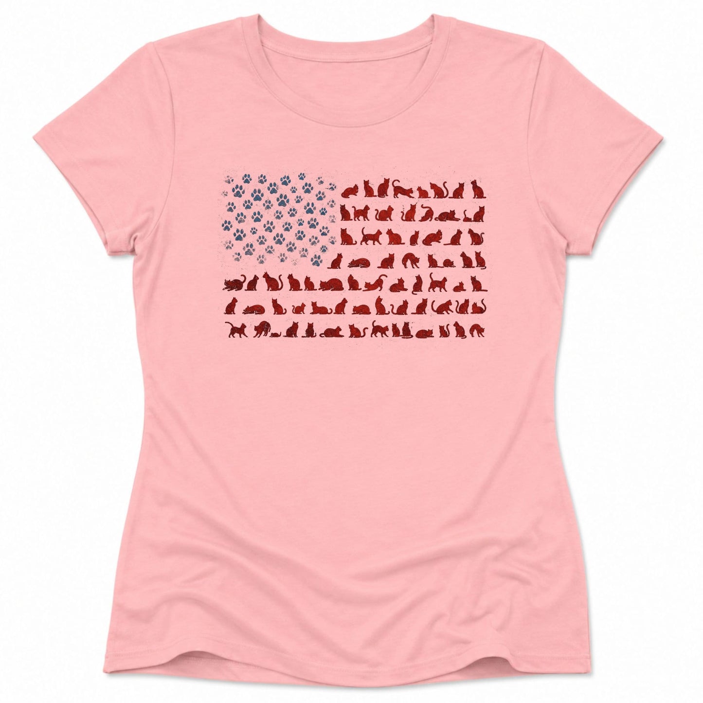 Ameowican Flag Womens Tee S / Pink 68840718310831801812 T-Shirt