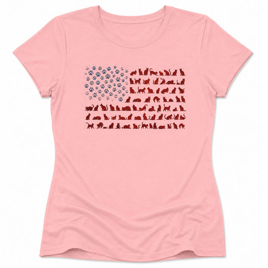 Ameowican Flag Womens Tee S / Pink 68840718310831801812 T-Shirt